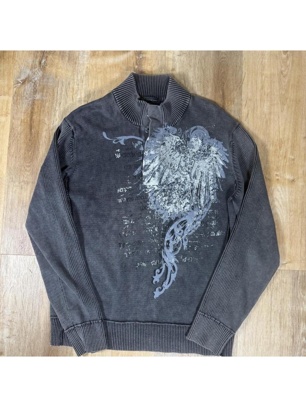 Y2K Graphic 3/4 Button Sweatshirt Sweater – Size L